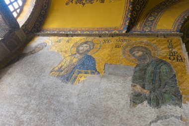 Bizans mozaik kıyamet günü İsa ile gösterilen ve