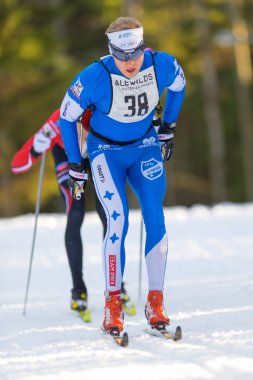 Closeup of the leaders after the first lap in the Stockholm ski  clipart
