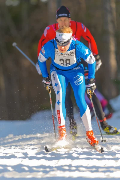 Ledaren Robin Norum från Ifk Umeå efter andra varv i den — Stockfoto