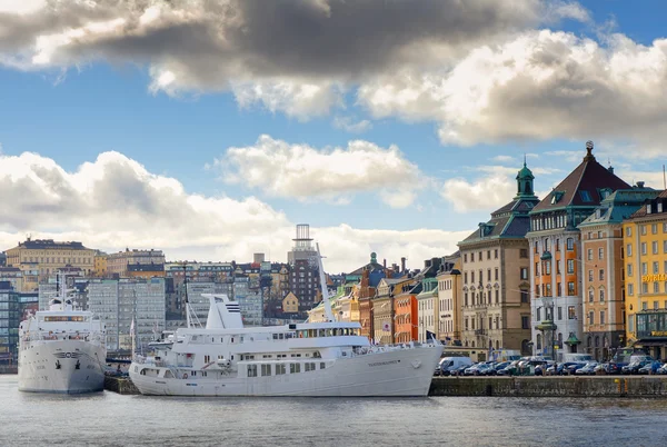 Slussen and the old town from the seaside — Stock Photo, Image