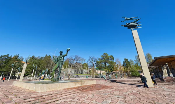 Ampio angolo di vista a Millesgarden con statue dello scultore Car — Foto Stock