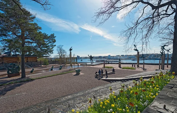 Esposizione di statue a Millesgarden durante la primavera — Foto Stock