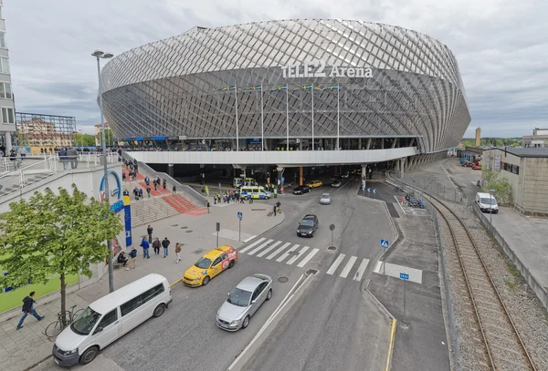 View of Tele2 arena before the soccer game between DIF and AIK d — Stok fotoğraf