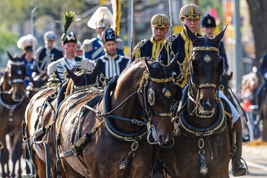 Swedish Royal carriage with the royal family with Royal guards o