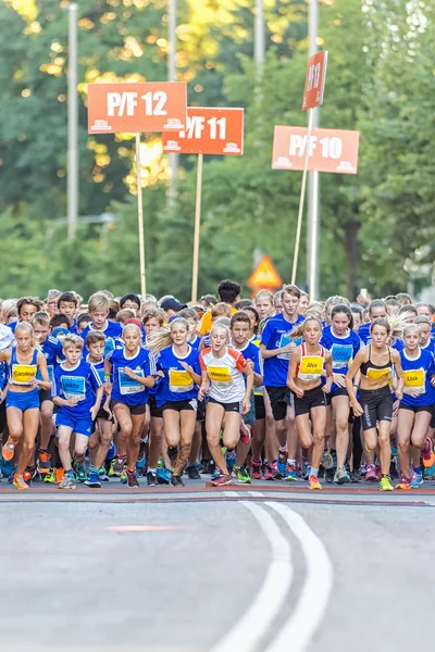 The starting field just after the start at Lilla Midnattsloppet — ストック写真