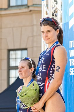 Closeup of the winner Sarah True (USA) at the Womens ITU World T