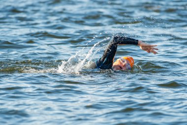 Swimming triathlete at the Womens ITU World Triathlon event in S