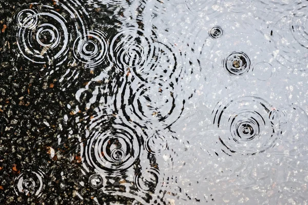 Deszcz na asfalt lub asfalt drogowy tworzące marszczenia się wody — Zdjęcie stockowe