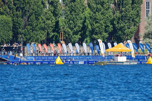 Starting pier from the other side of Riddarfjarden at the ITU Wo — Stock Photo, Image