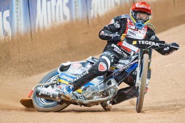 Peter Kildemand from Denmark in a curve at the TEGERA Stockholm