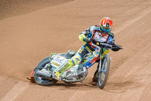 Chris Holder from Australia in a curve at the TEGERA Stockholm F — стокове фото