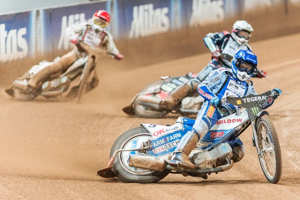 Nicki Pedersen from Denmark leader in the heat at the TEGERA Sto — стокове фото