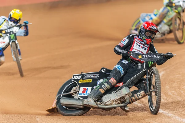 Closeup of Tai Woffinden from Great Britain in the lead at the T — Stock Fotó