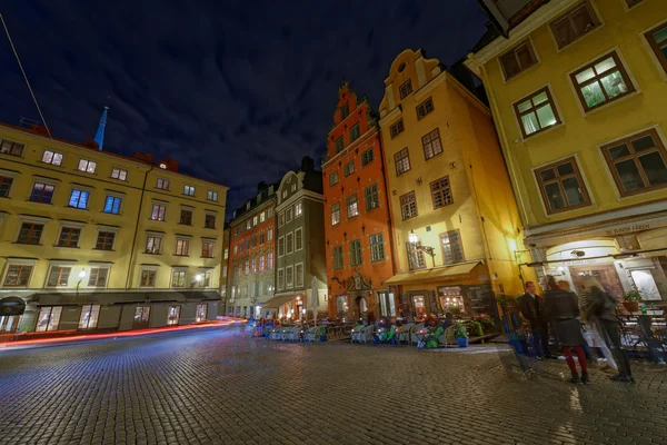 Staré město Stockholm s barevnými domy na Stortorgetu — Stock fotografie