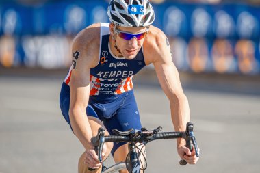 Closeup of Hunter Kemper from USA at the Men's ITU World Triathl