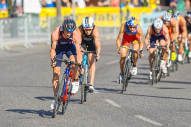 Mathew Sharp from Great Britain leading a peleton at the Men's I