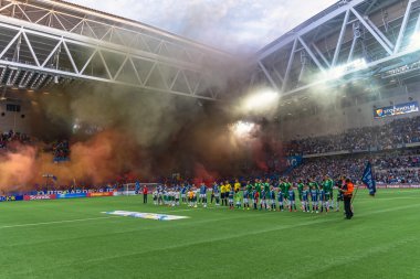 Tele2 Arena at the field and the Djurgarden tifo at the derby so