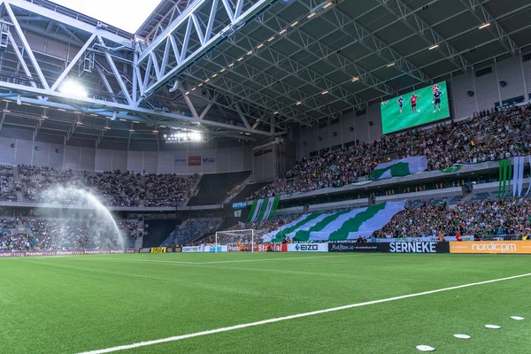 Tele2 Arena avec Hammarby tifo sur le terrain avant le derby soc — Photo