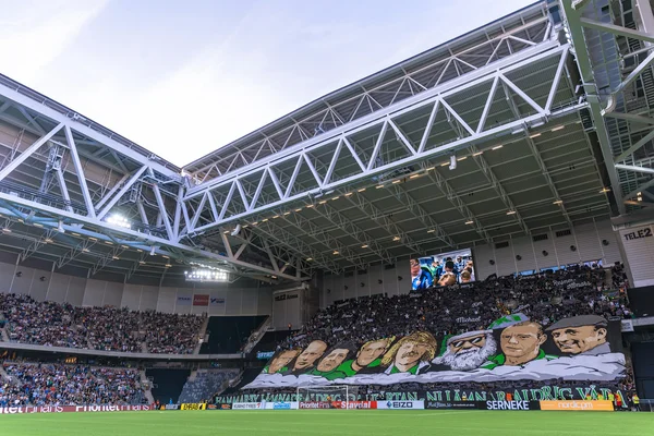 Tele2 Arena con Hammarby tifo in campo prima del derby soc — Foto Stock