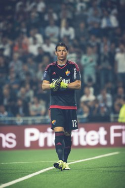 Goalkeeper Kenneth Hoie at the soccer game between the rivals Dj