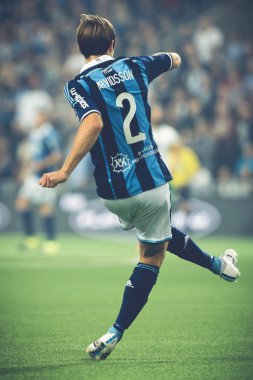 Defender Jesper Arvidsson at the soccer game between the rivals 