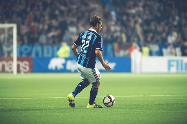 Jesper Karlstrom jogando no jogo de futebol entre os rivais D — Fotografia de Stock