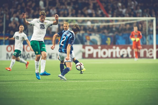 Soccer game between the rivals Djurgarden and Hammarby at Tele2 — Stok fotoğraf