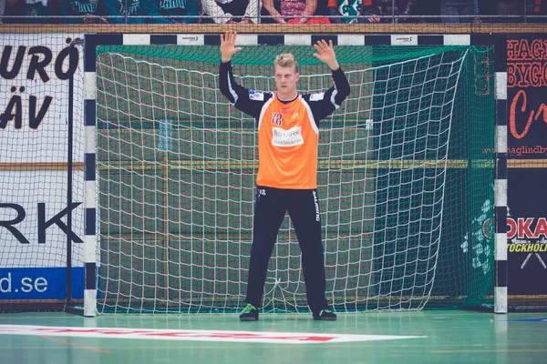 Hammarby goalkeeper Robin Hallberg at the Handball game between — ストック写真