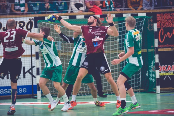 Juego de balonmano entre Hammarby vs Lugi en Eriksdalshallen. Allsv. — Foto de Stock