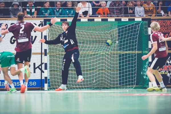 Ball in the net in the Handball game between Hammarby vs Lugi at — ストック写真