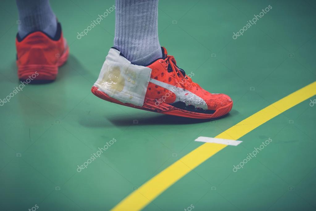 Shoe with hand glue at the Handball game between Hammarby vs Lug