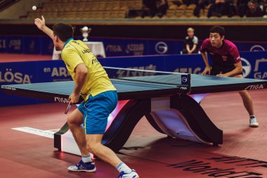 Match between Kristian Karlsson and Xu Xin at the table tennis t