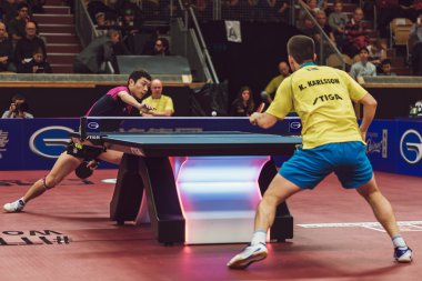 Match between Kristian Karlsson and Xu Xin at the table tennis t