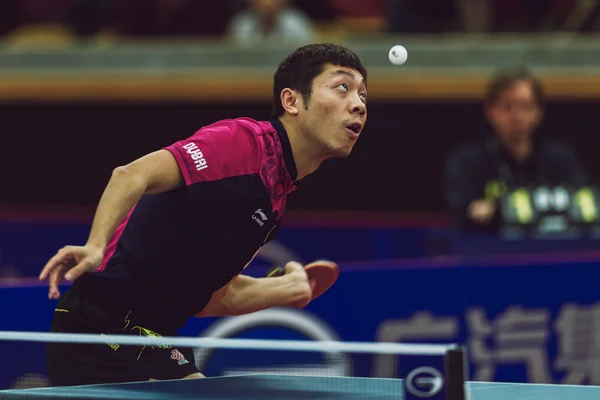 Match between Kristian Karlsson and Xu Xin at the table tennis t — ストック写真