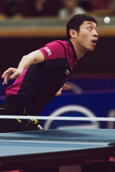 Match between Kristian Karlsson and Xu Xin at the table tennis t — ストック写真