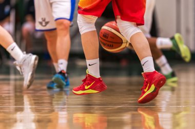 Feet and legs at the Women European Basketball Qualifier game be