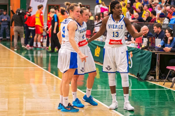 Tempo limite no jogo Qualificador Europeu de Basquetebol Feminino entre — Fotografia de Stock