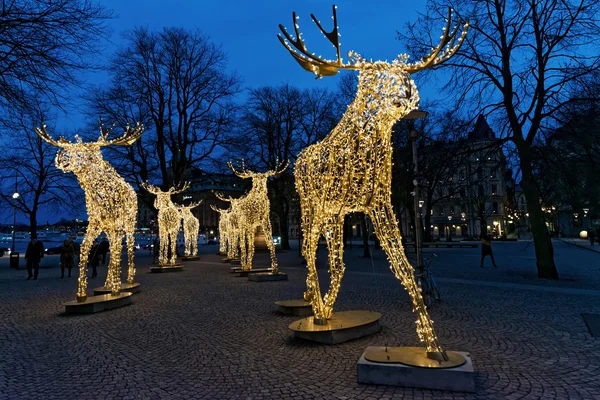 Christmas moose groep gemaakt van led licht — Stockfoto