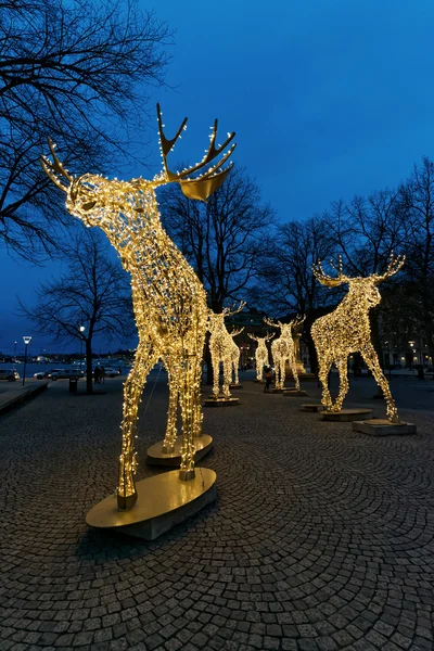 Grupo de alce de Natal feito de luz led — Fotografia de Stock
