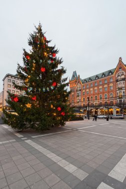 Norrmalmstorg Merkezi Stockholm ile Noel Dekorasy