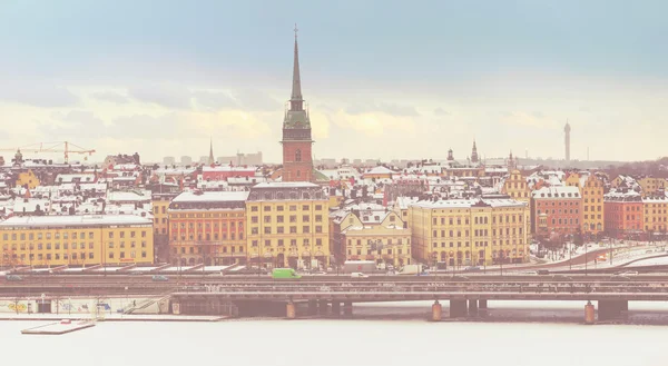 Stockholm staré město barevný panoramatický pohled — Stock fotografie