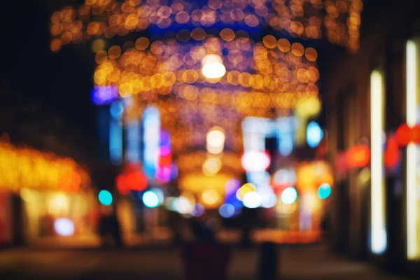 Defocused lights during winter evening in city — Stock Photo, Image