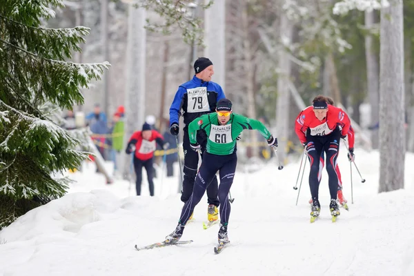 Gruppo leader alla Ski Marathon in stile classico di sci nordico — Foto Stock