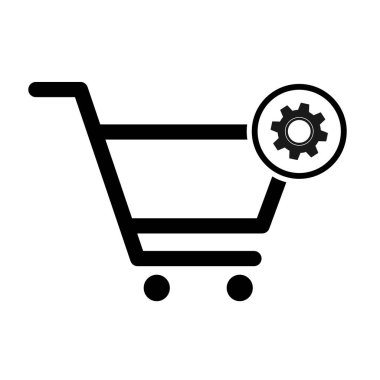 Alışveriş arabası satış simgesi, piyasa hikaye dükkanı vektör illüstrasyon sembolü beyaz arkaplanda izole .