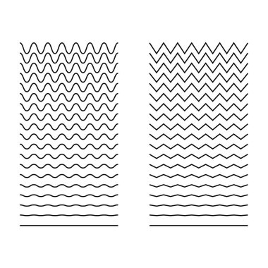 Dalgalı, kıvrımlı, zigzag yatay çizgiler. Vektör basit yeni tasarım ögesi .
