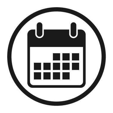 Takvim simgesi, tarih olay simgesi beyaz arkaplanda izole edildi. Vektör ağ düğmesi .