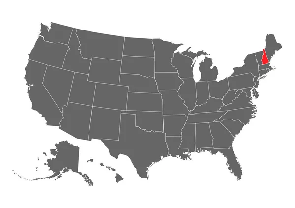 Mapa Vectorial New Hampshire Alta Ilustración Detallada Estado Unidos América — Vector de stock