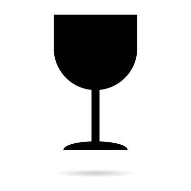 Beyaz arkaplanda gölgesi olan kırılgan düz simge. Kırılgan paket sembolü. Etiket vektör illüstrasyonu .