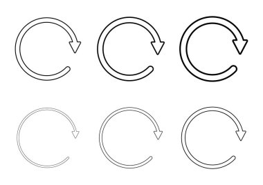 Boş dairesel sembol seti, ok simgesi, grafik vektörünü tazele. Web düğmesi koleksiyonu .