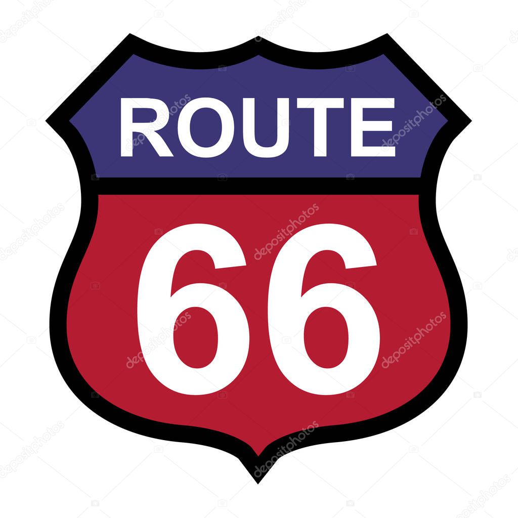 Route 66 classic icon, travel usa history highway, america road trip vector background .